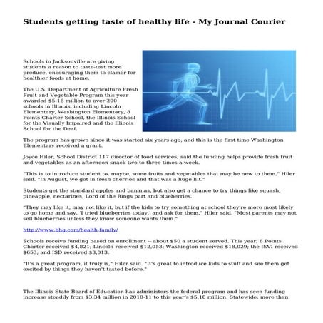 Students getting taste of healthy life - My Journal Courier