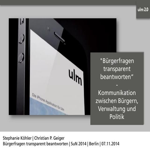 Bürgerfragen transparent beantworten - Stephanie Köhler & Christian Geiger