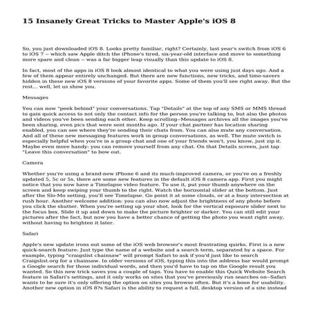 15 Insanely Great Tricks to Master Apple's iOS 8