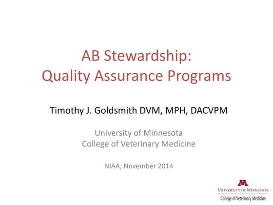 Dr. Timothy Goldsmith - Antibiotic Stewardship and Quality Assurance Programs