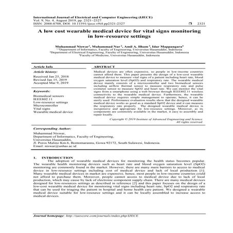 A Low Cost Wearable Medical Device for Vital Signs Monitoring in Low-Resource...