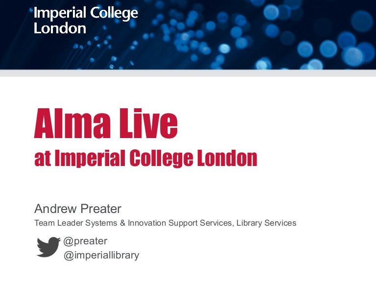 Alma Live At Imperial College London