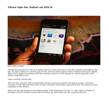 Three tips for Safari on iOS 8