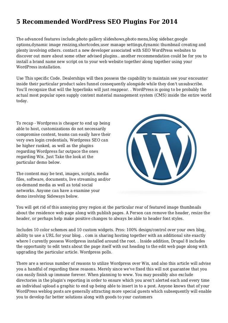 5 Recommended Wordpress Seo Plugins For 2014