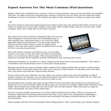 Expert Answers For The Most Common IPad Questions