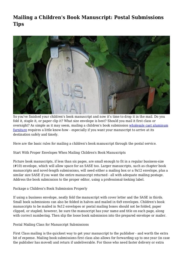 Mailing a Children's Book Manuscript Postal Submissions Tips