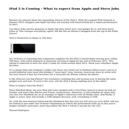 iPad 2 is Coming - What to expect from Apple and Steve Jobs