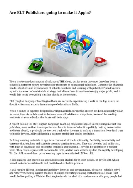 Are ELT Publishers going to make it App'n?