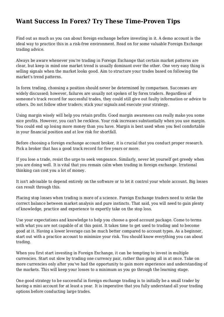 Want Success In Forex Try These Time Proven Tips