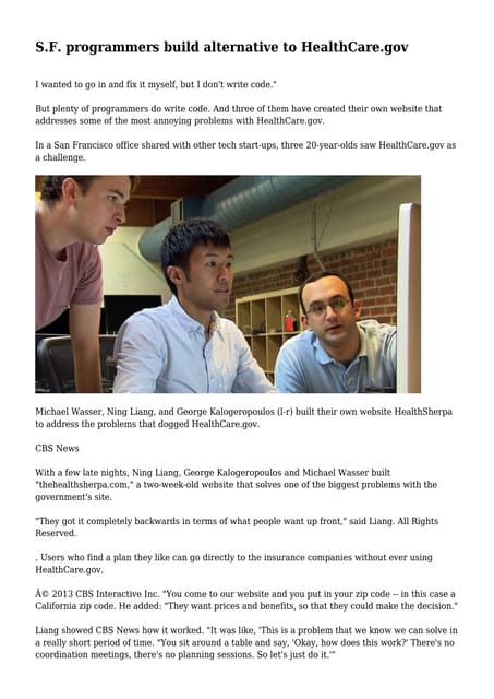 S.F. programmers build alternative to HealthCare.gov