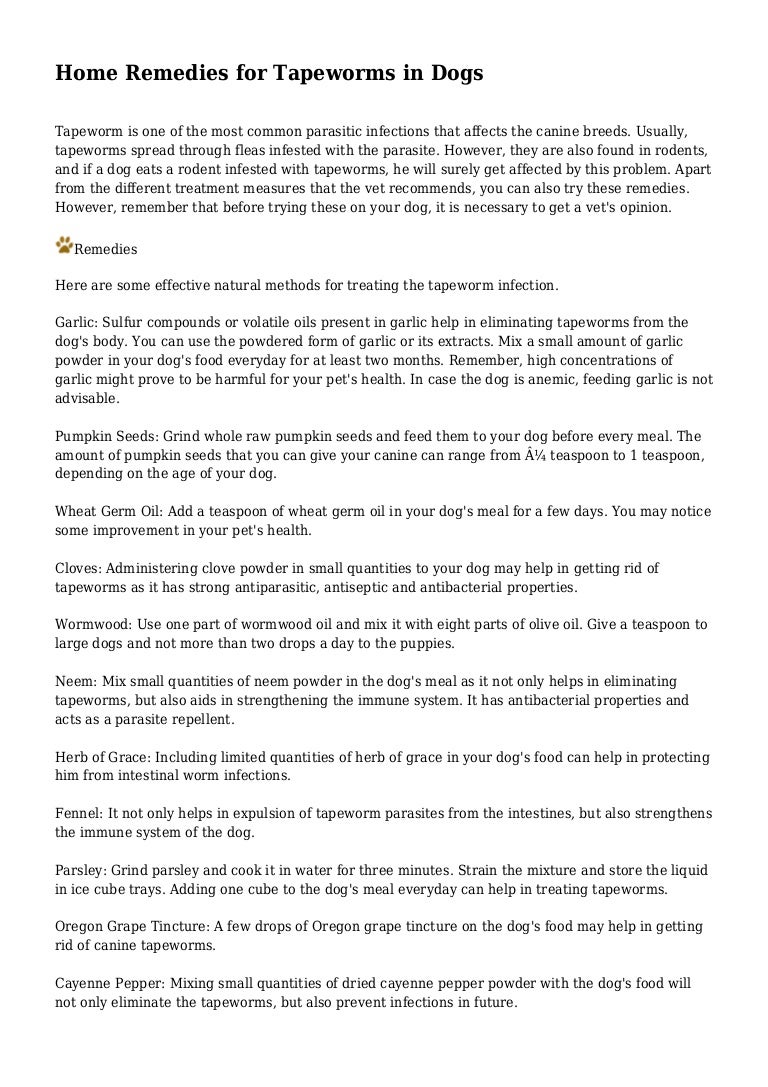 home remedies for parasites in dogs