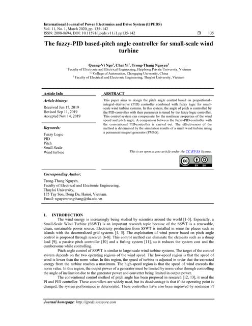 Design and Control of the Pitch of Wind Turbine through PID | PDF ...