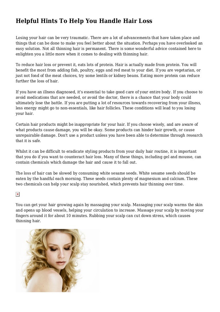 Helpful Hints To Help You Handle Hair Loss