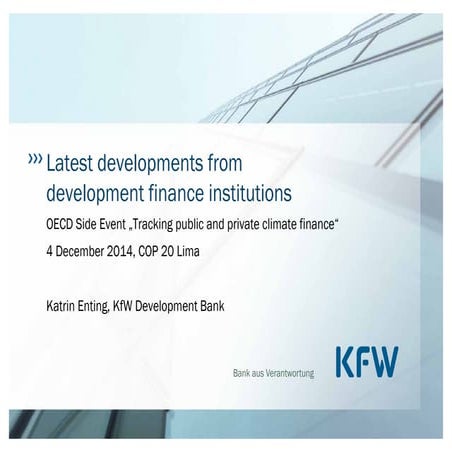 Latest developments from development finance institutions - KfW | PDF