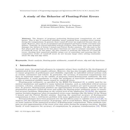 A study of the Behavior of Floating-Point Errors | PDF