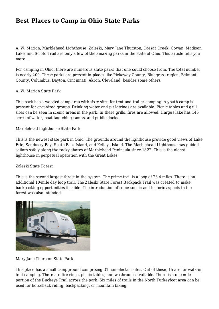 Best Places To Camp In Ohio State Parks