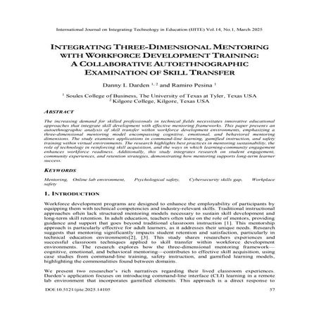 INTEGRATING THREE-DIMENSIONAL MENTORING WITH WORKFORCE DEVELOPMENT ...