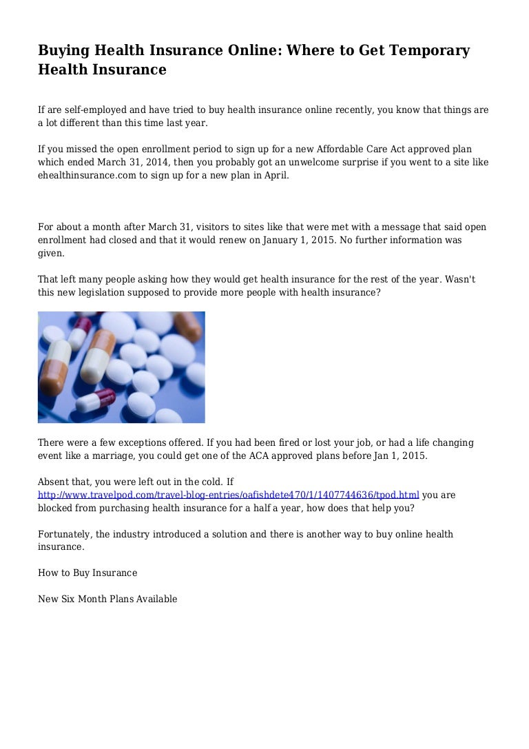 can i buy health insurance for one month