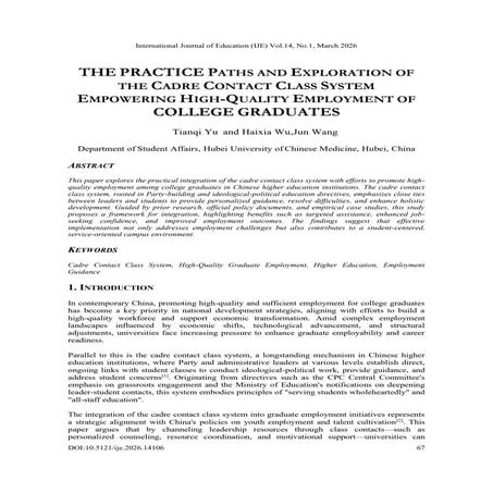 THE PRACTICE PATHS AND EXPLORATION OF THE CADRE CONTACT CLASS SYSTEM ...