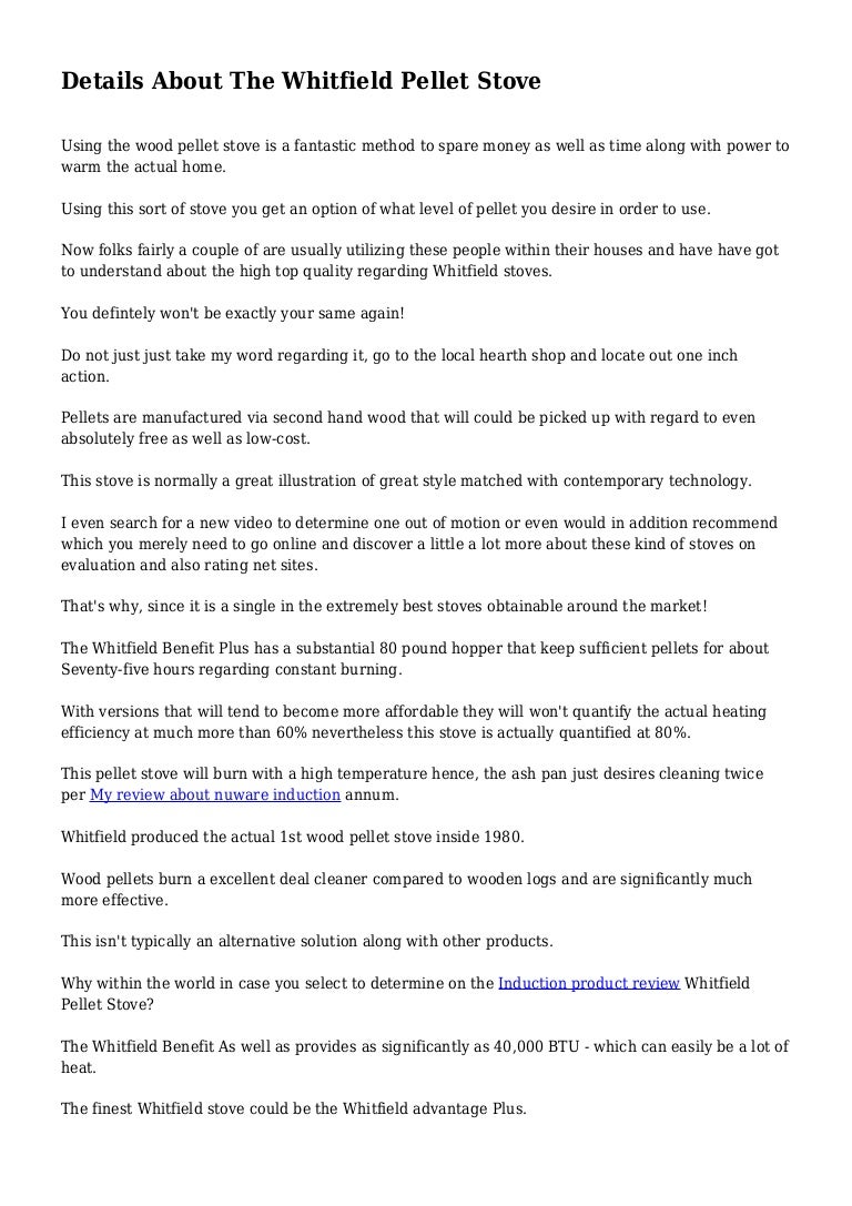 Details About The Whitfield Pellet Stove