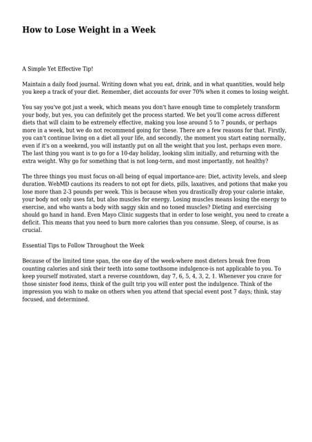 How to Lose Weight in a Week