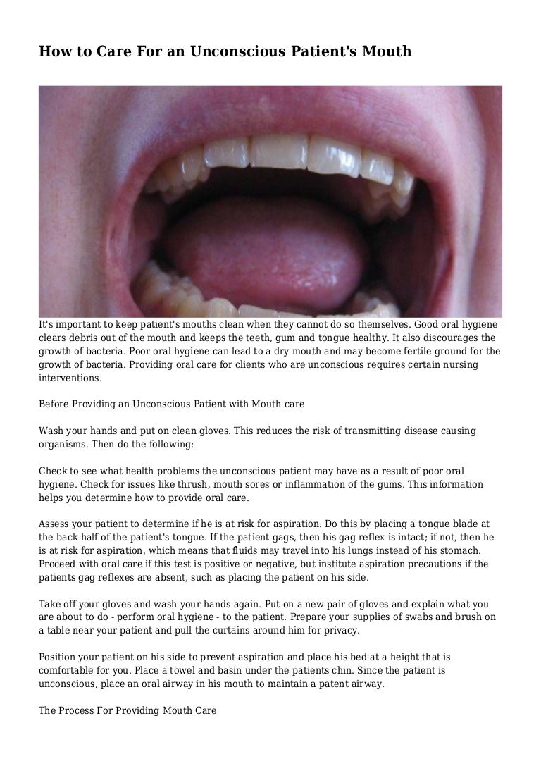 How to Care For an Unconscious Patient's Mouth