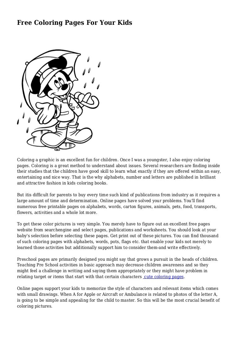 Free Coloring Pages For Your Kids Free Coloring Pages For Your Kids