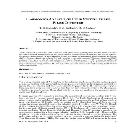 Harmonics Analysis of Four Switch Three Phase Inverter | PDF