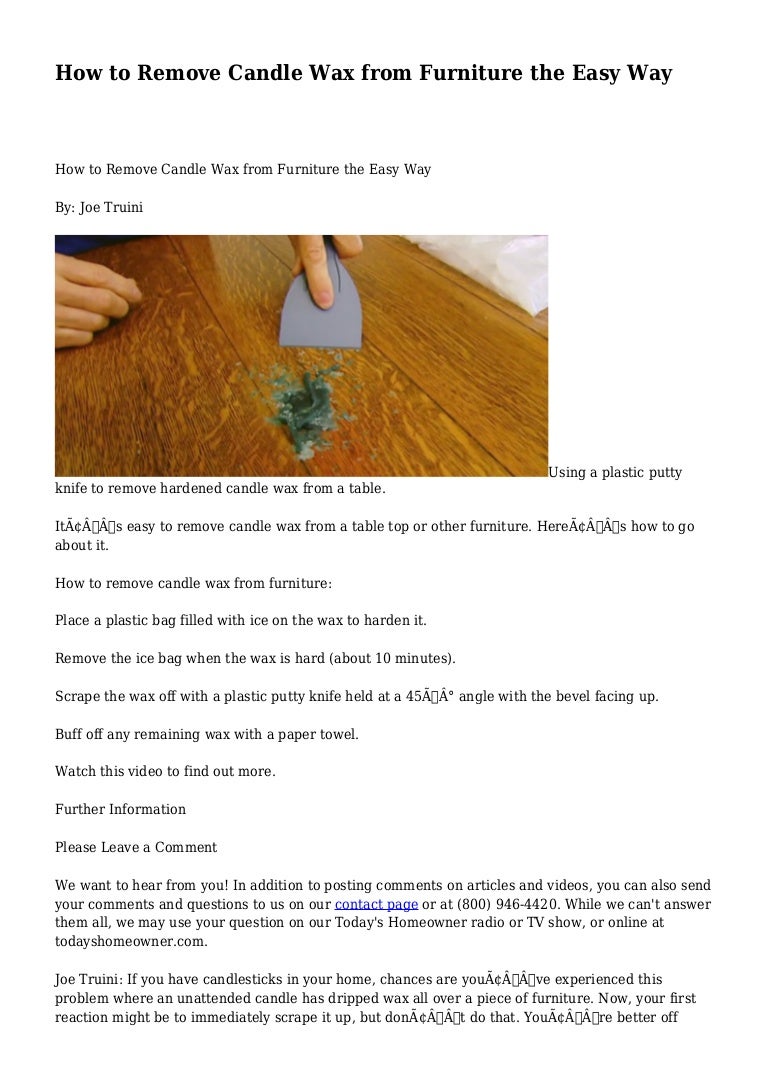 How To Remove Candle Wax From Furniture The Easy Way