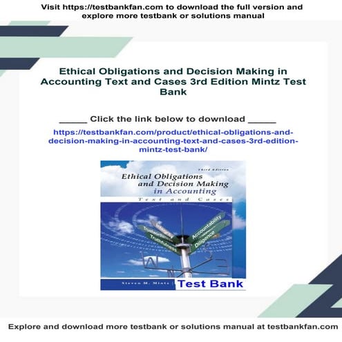 Ethical Obligations and Decision Making in Accounting Text and Cases 3rd Edition Mintz Test Bank