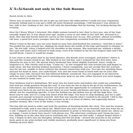 ﻿Sarah not only in the Sub Rooms
