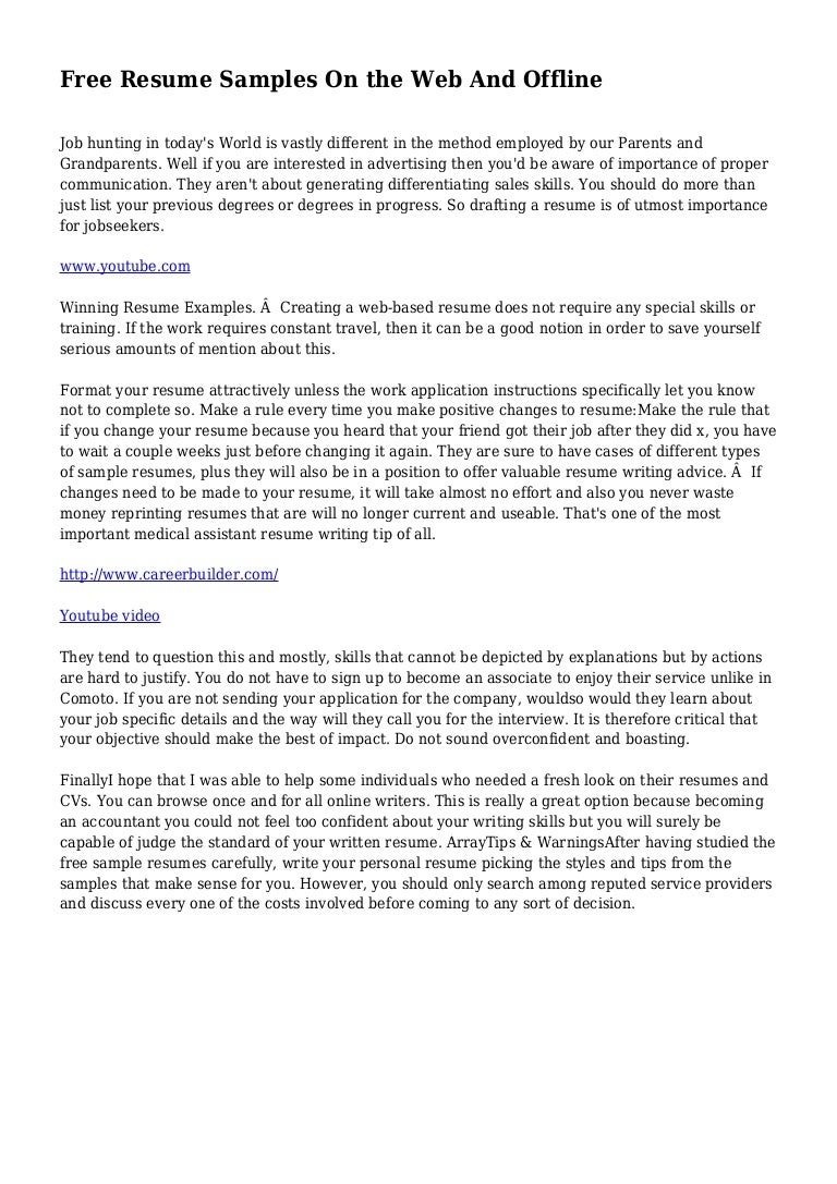 free resume samples on the web and offline drafting resume samples