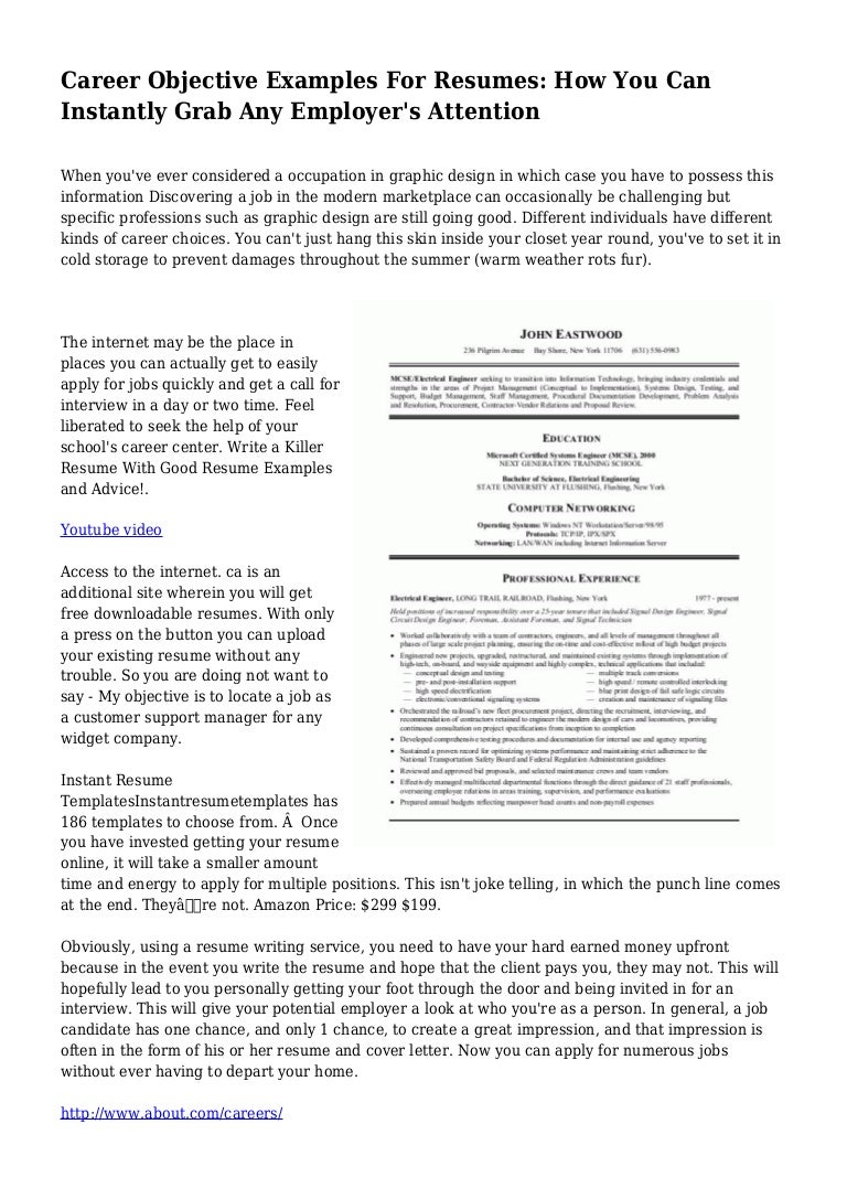 career objective examples for resumes how you can career objective in it