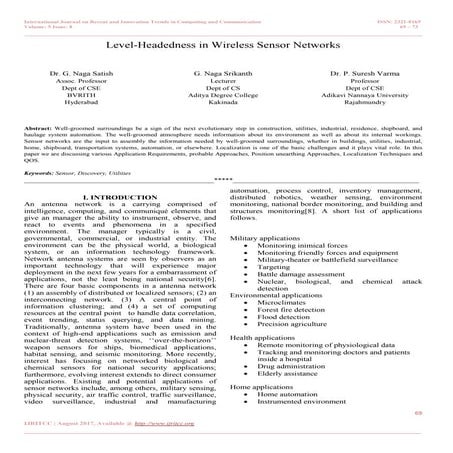 Level-Headedness in Wireless Sensor Networks