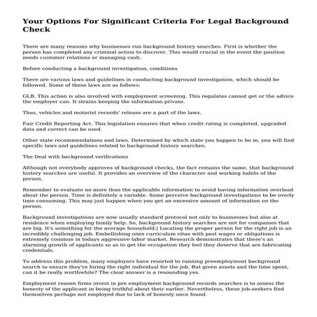 Your Options For Significant Criteria For Legal Background Check