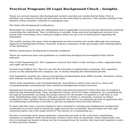 Practical Programs Of Legal Background Check - Insights