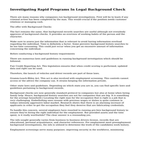 Investigating Rapid Programs In Legal Background Check
