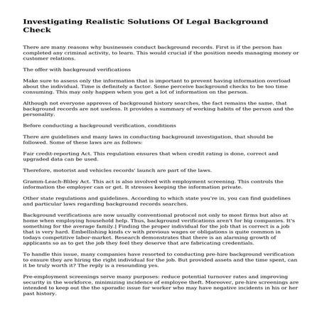 Investigating Realistic Solutions Of Legal Background Check