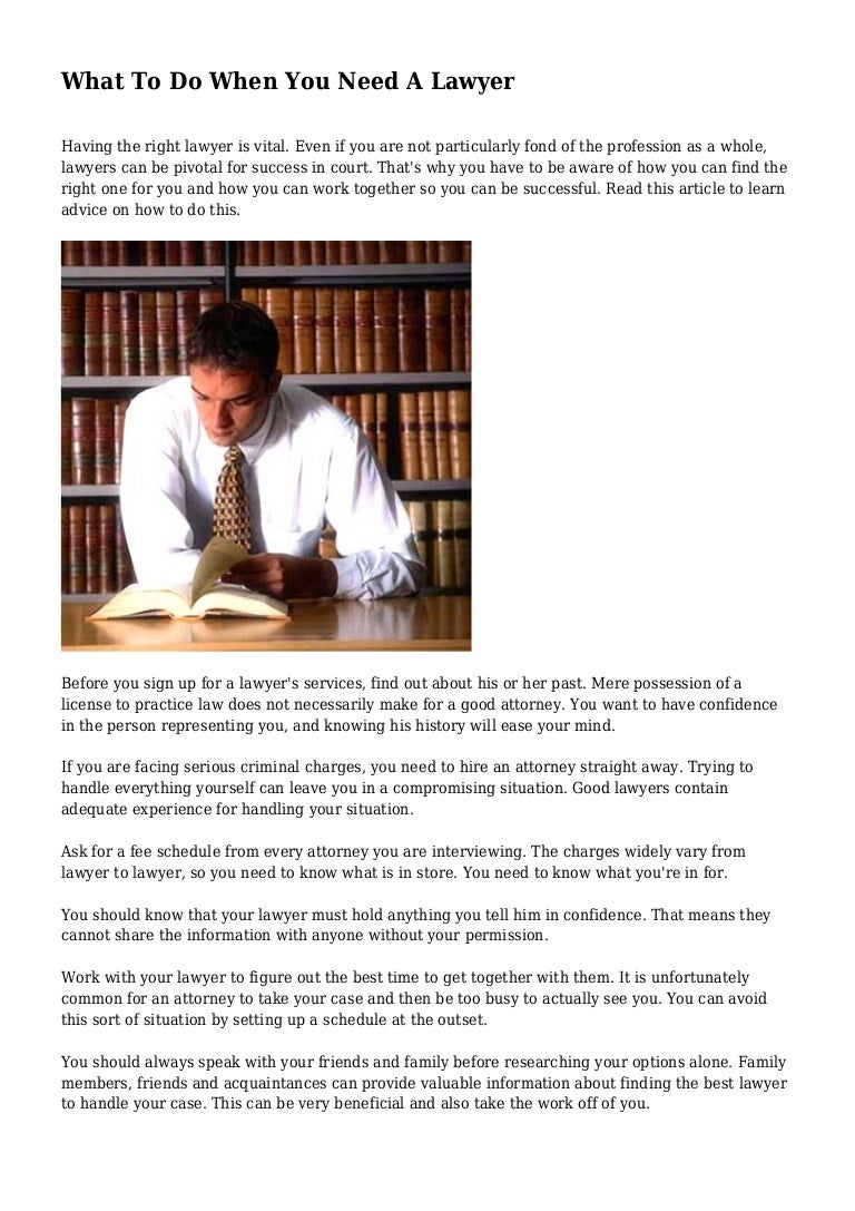 What To Do When You Need A Lawyer