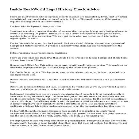 Inside Real-World Legal History Check Advice