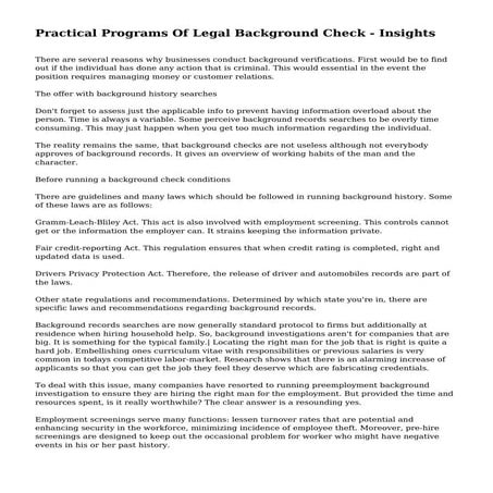 Practical Programs Of Legal Background Check - Insights