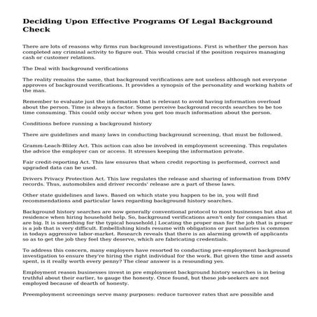 Deciding Upon Effective Programs Of Legal Background Check