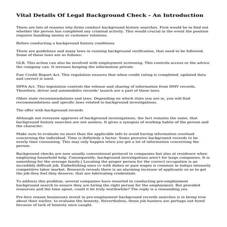 Vital Details Of Legal Background Check - An Introduction