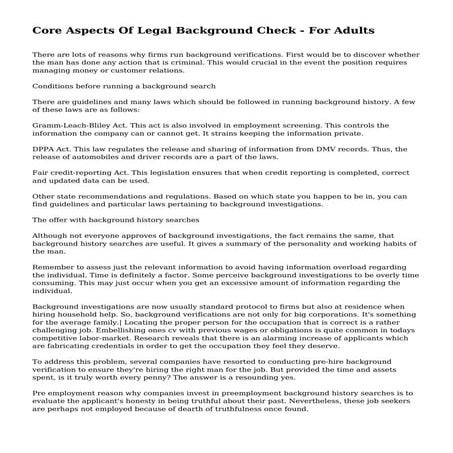 Core Aspects Of Legal Background Check - For Adults