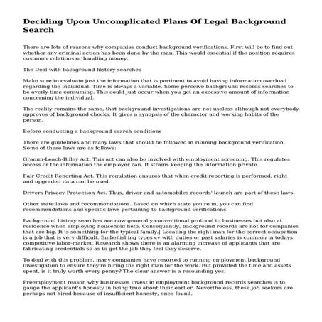 Deciding Upon Uncomplicated Plans Of Legal Background Search