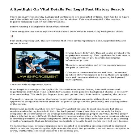 A Spotlight On Vital Details For Legal Past History Search