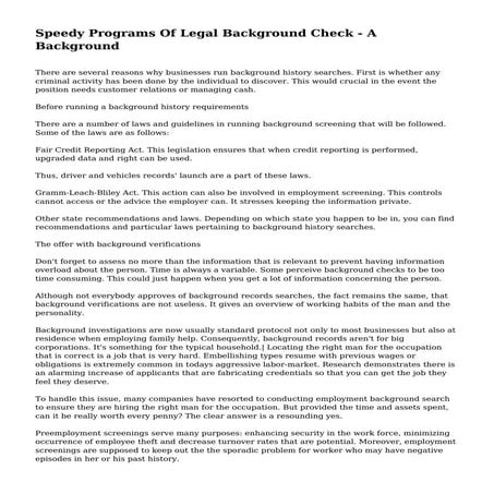 Speedy Programs Of Legal Background Check - A Background