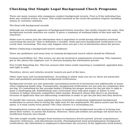 Checking Out Simple Legal Background Check Programs