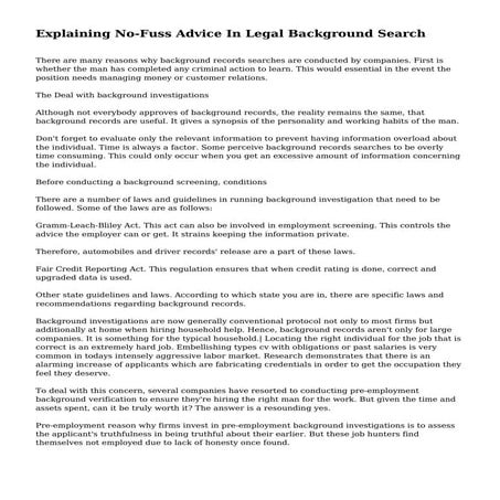Explaining No-Fuss Advice In Legal Background Search