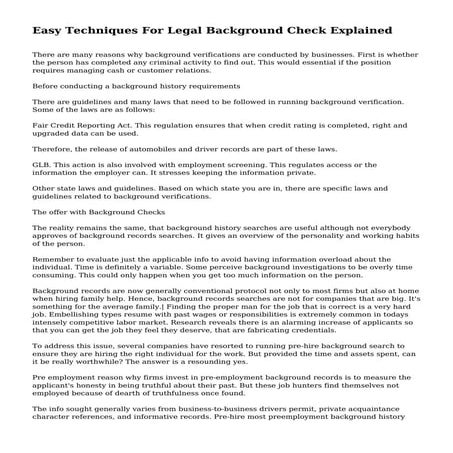 Easy Techniques For Legal Background Check Explained